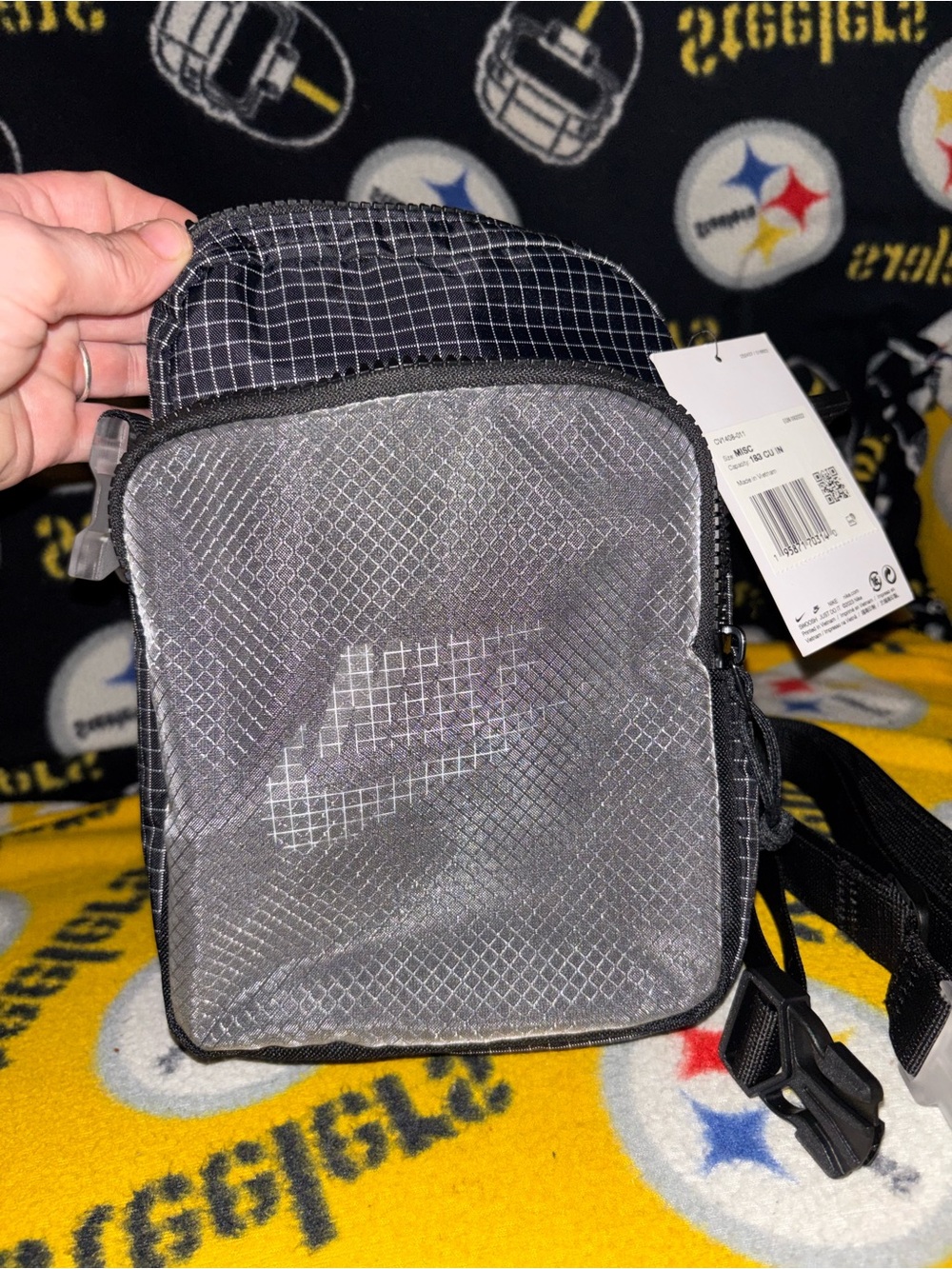 Nike Men’s Gray Black Grid Crossbody Bag